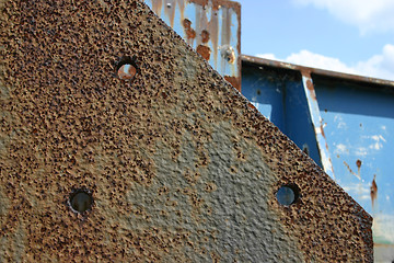 Image showing Rusty steel in a harbor