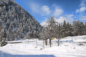 Image showing Snow on the Dolomites Mountains, Italy