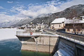 Image showing Snow on the Dolomites Mountains, Italy