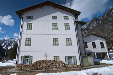 Image showing Snow on the Dolomites Mountains, Italy