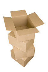 Image showing Brown cardboard boxes arranged in stack