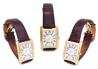 Image showing Three Golden Wristwatches isolated