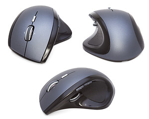 Image showing Three Modern Ergonomic Mouses isolated