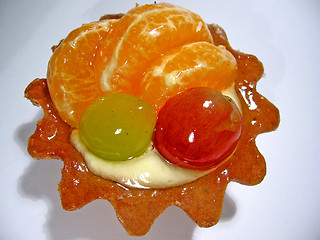 Image showing cake mandarine and grape