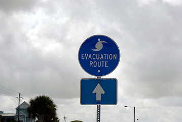 Image showing Evacuation Route Signon road in Florida