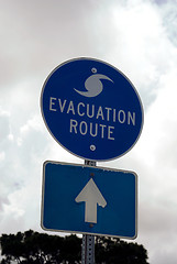 Image showing looking up at Evacuation Route Sign in Florida