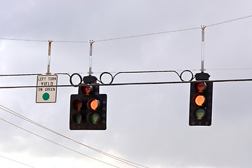 Image showing trafic stoplight series yellow yield