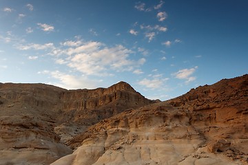 Image showing Rocky desert landscape at sunset
