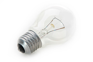 Image showing Clear light bulb with filament showing