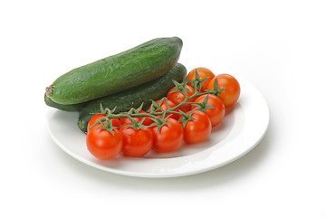 Image showing Tasty kitchen. Fresh vegetables isolated on white
