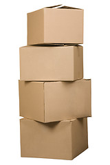 Image showing Brown cardboard boxes arranged in stack
