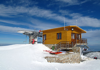 Image showing Chair ski lift on alpine ski resort in Borovets, Bulgaria