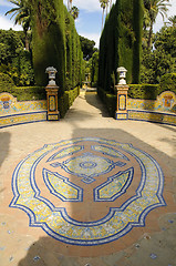 Image showing Garden of the Royal Alcazar in Seville, Spain