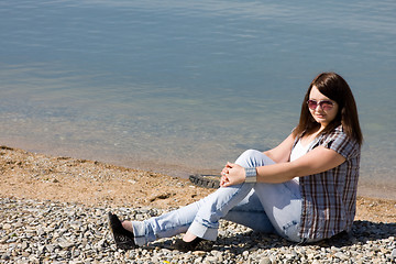 Image showing A young girl on the beach