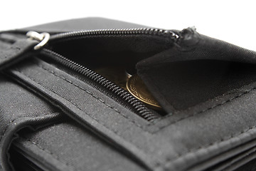 Image showing Black wallet with coins