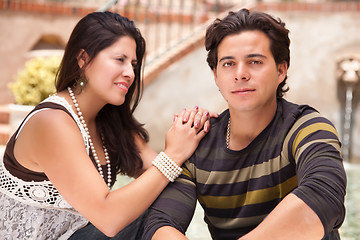 Image showing Attractive Hispanic Couple Portrait Outdoors