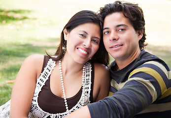 Image showing Attractive Hispanic Couple Portrait Outdoors