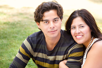 Image showing Attractive Hispanic Couple Portrait Outdoors