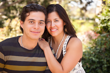 Image showing Attractive Hispanic Couple Portrait Outdoors