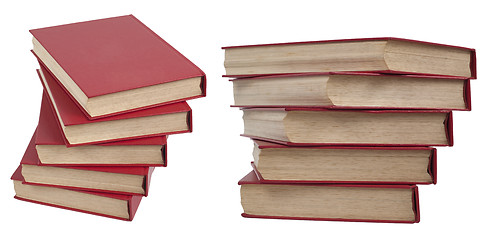 Image showing Piles of red books