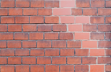 Image showing Old dirty brick wall with new another colour bricks