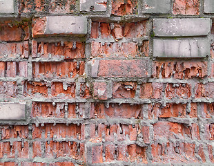 Image showing Old damaged brick wall