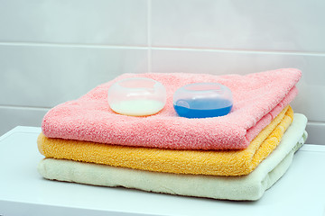 Image showing Stack of towels