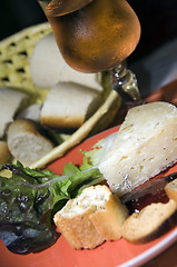 Image showing French cheese appetizer with Rose wine