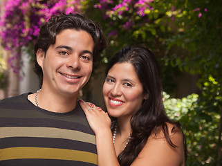 Image showing Attractive Hispanic Couple Portrait Outdoors