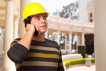 Image showing Handsome Hispanic Contractor with Hard Hat