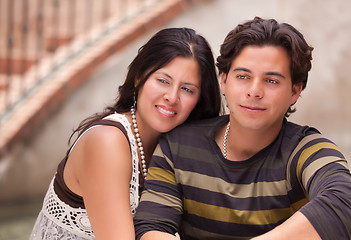 Image showing Attractive Hispanic Couple Portrait Outdoors