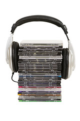 Image showing front view of headphones and cd, dvd