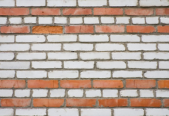 Image showing Old dirty white and red brick wall 