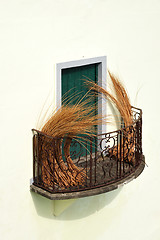 Image showing balcony at old house in Madeira with package of wicker