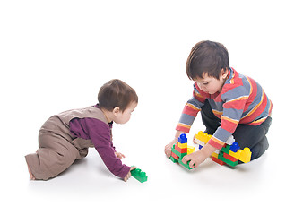 Image showing Brother and sister playing together