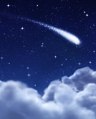 Image showing shooting star in night sky