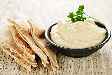 Image showing Hummus with pita bread