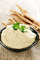 Image showing Hummus with pita bread