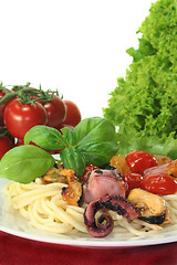 Image showing Pasta with seafood