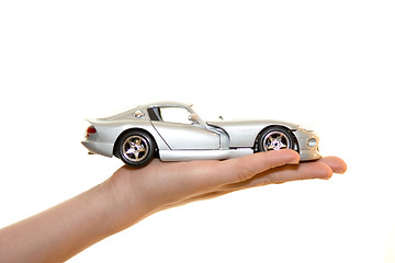 Image showing Car toy on palm