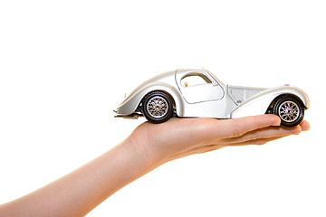 Image showing Car toy on palm