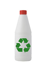 Image showing white bottle, with recycling sign