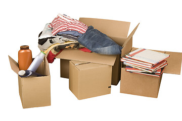 Image showing transport cardboard boxes with books and clothes