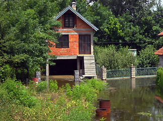 Image showing Flood, house surrounded by water