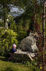 Image showing Toddler in garden