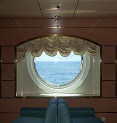 Image showing Passenger Cruise ship circle window view