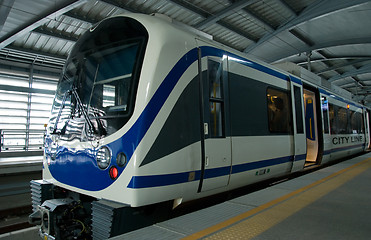 Image showing Airport Link train at a station in Bangkok