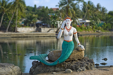 Image showing mermaid on rock on samui island