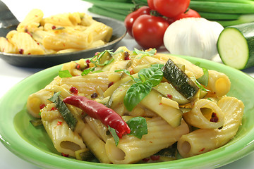 Image showing Tortiglione with fiery chili and zucchini