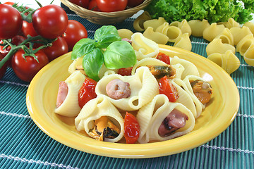 Image showing Pasta with seafood